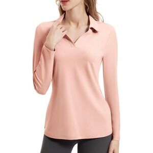 NWT FKEEP Women's Tennis/Golf Long Sleeve V-Neck Shirt - Color Pink - Size XS
